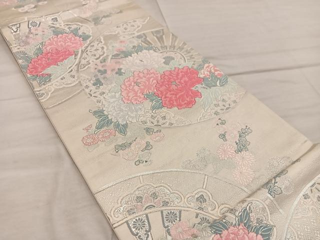 平和屋着物◎六通柄袋帯 唐織 唐花源氏車 金銀糸 正絹 逸品 BAAX4255mz