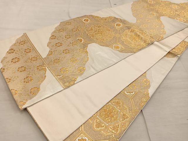 平和屋着物◎六通柄袋帯 蜀江花文 金糸 正絹 逸品 BAAX4264mz