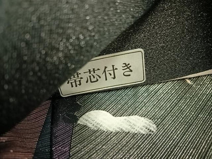 平和屋着物◎西陣 六通柄袋帯 梅花文 黒地 金糸 正絹 逸品 BAAX4267mz