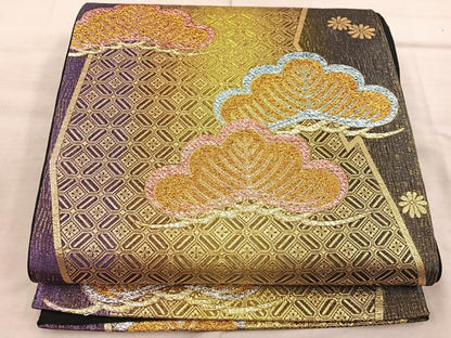 平和屋着物◎六通柄袋帯　松　金銀糸　正絹　逸品　BAAX4274mz