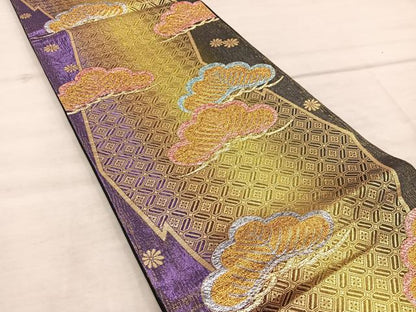 平和屋着物◎六通柄袋帯　松　金銀糸　正絹　逸品　BAAX4274mz