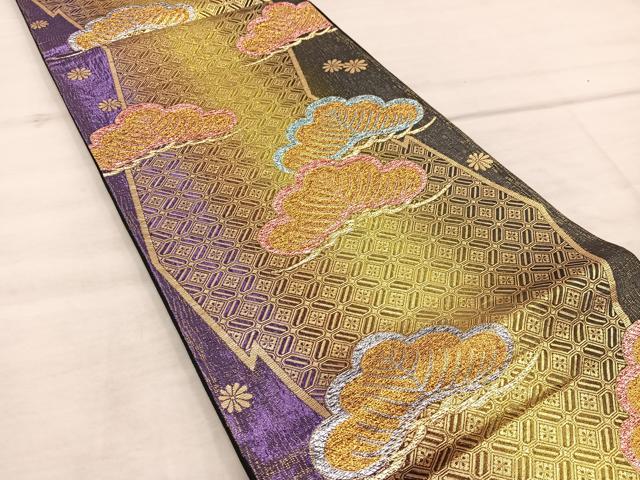 平和屋着物◎六通柄袋帯　松　金銀糸　正絹　逸品　BAAX4274mz