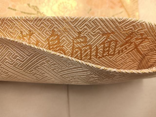 平和屋着物◎本佐賀錦　六通柄袋帯　花鳥扇面紋　金糸　正絹　逸品　BAAX4288mz