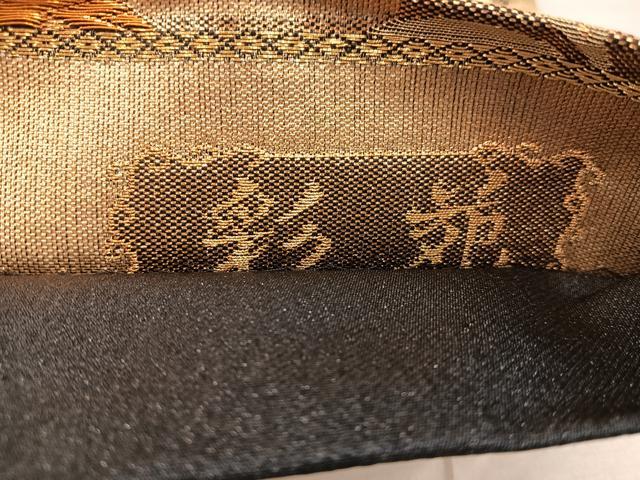 平和屋着物◎六通柄袋帯　彩苑　黒地　金糸　正絹　逸品　BAAX4289mz