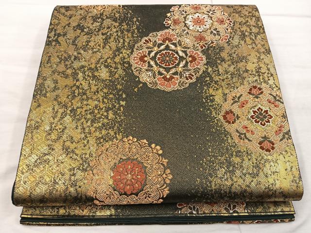平和屋着物◎六通柄袋帯　唐織　宝相華　金糸　正絹　逸品　BAAX4292mz