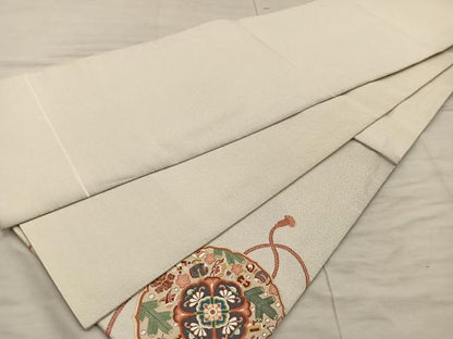 平和屋着物◎太鼓柄袋帯 綴れ 鏡裏宝尽くし花文 金銀糸 正絹 逸品 BAAX4305mz