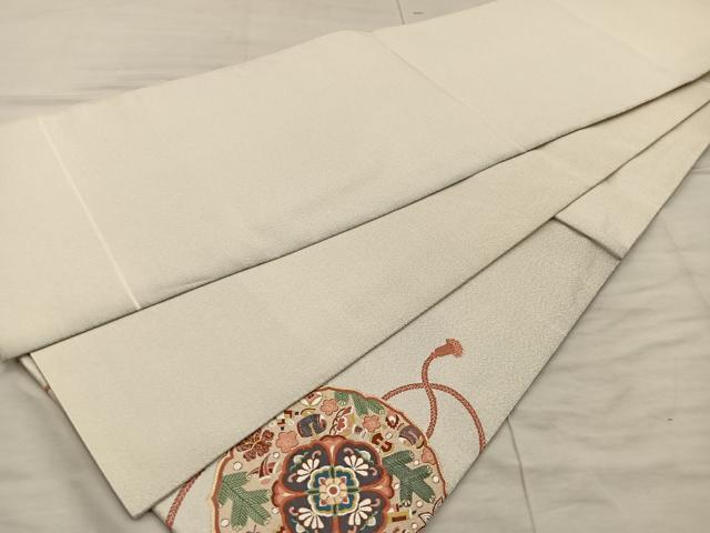 平和屋着物◎太鼓柄袋帯 綴れ 鏡裏宝尽くし花文 金銀糸 正絹 逸品 BAAX4305mz