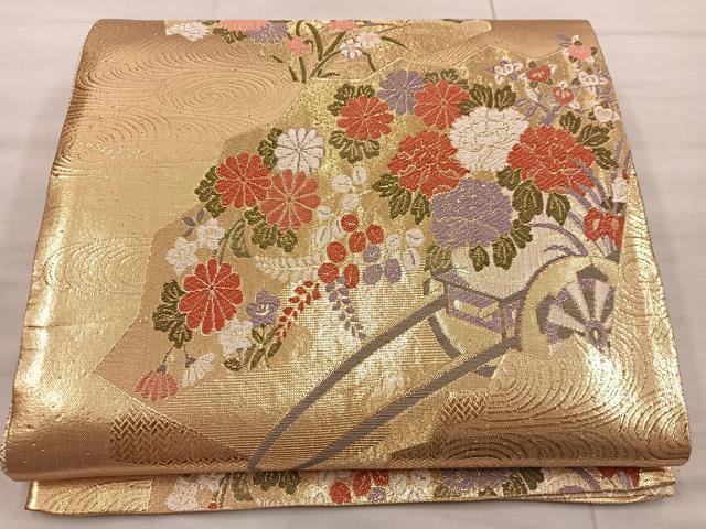 平和屋着物◎佐賀錦 六通柄袋帯 九百錦 花車文 正絹 逸品 BAAX4306mz