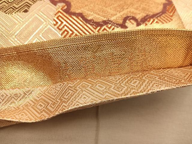 平和屋着物◎佐賀錦　六通柄袋帯　唐織　道長小袖紋　金糸　正絹　逸品　BAAX4313mz