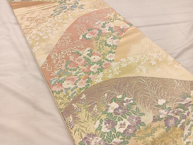 平和屋着物◎六通柄袋帯 唐織 華苑蒔絵錦 金糸 正絹 逸品 BAAX4318mz