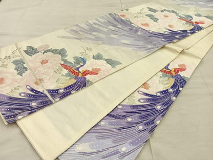 平和屋着物◎六通柄袋帯　唐織　孔雀花文　金銀糸　正絹　逸品　BAAX4327mz