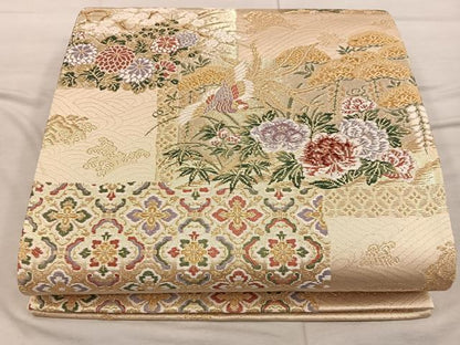 平和屋着物◎六通柄袋帯 唐織 鳳凰花文 金糸 正絹 逸品 BAAX4328mz