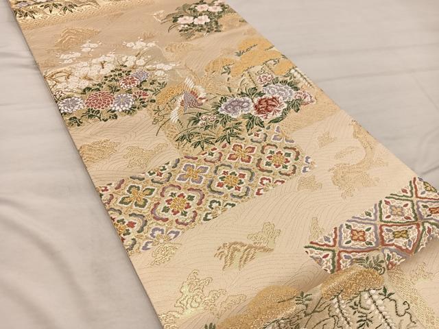 平和屋着物◎六通柄袋帯 唐織 鳳凰花文 金糸 正絹 逸品 BAAX4328mz