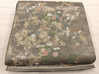 平和屋着物◎六通柄袋帯 唐織 道長鳳凰草花文 金糸 正絹 逸品 BAAX4360mz
