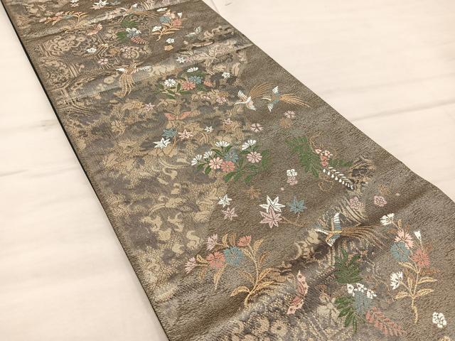 平和屋着物◎六通柄袋帯 唐織 道長鳳凰草花文 金糸 正絹 逸品 BAAX4360mz