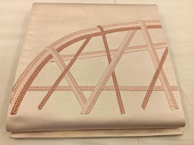 平和屋着物◎太鼓柄袋帯　総刺繍　籬　正絹　逸品　BAAX4366mz