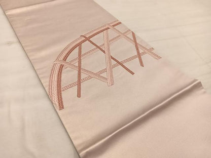 平和屋着物◎太鼓柄袋帯　総刺繍　籬　正絹　逸品　BAAX4366mz