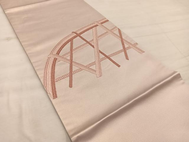 平和屋着物◎太鼓柄袋帯　総刺繍　籬　正絹　逸品　BAAX4366mz