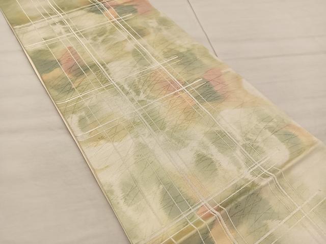 平和屋着物◎六通柄袋帯　幾何学文様　正絹　逸品　BAAX4372mz