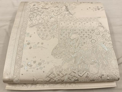 平和屋着物◎六通柄袋帯　源氏物語　プラチナ箔　正絹　逸品　BAAX4374mz