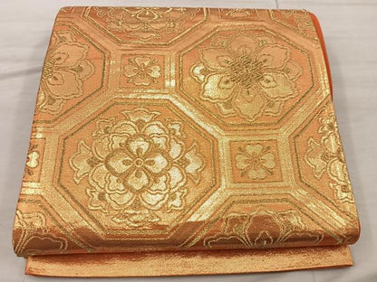 平和屋着物◎西陣　六通柄袋帯　蜀江花文　金糸　証紙付き　正絹　逸品　未使用　BAAX4376mz