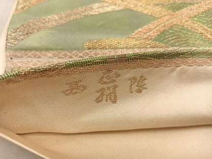 平和屋着物◎西陣　六通柄袋帯　地紙草葉文　金銀糸　正絹　逸品　BAAX4387mz