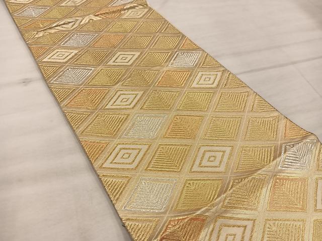 平和屋着物◎六通柄袋帯 菱 金銀糸 三越扱い 正絹 逸品 BAAX4393mz