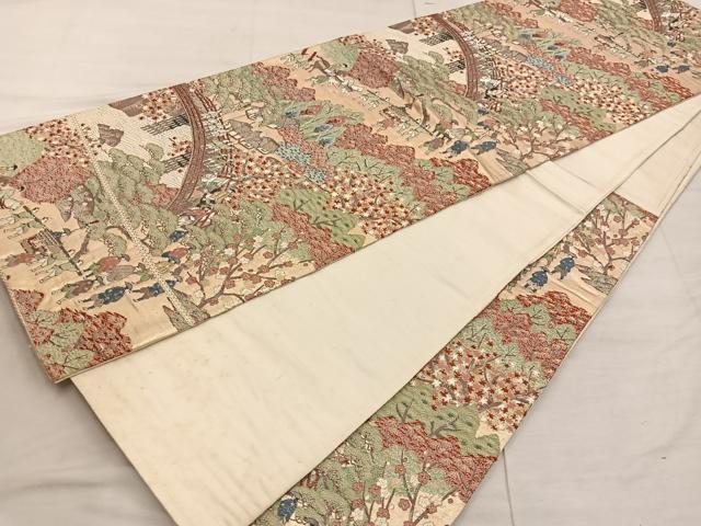 平和屋着物◎六通柄　京袋帯　唐織　大名行列　金糸　正絹　逸品　BAAX4397mz