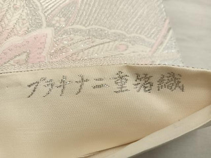 平和屋着物◎六通柄袋帯 琴錦 飛鶴文 プラチナ二重箔織 正絹 逸品 BAAX4403mz