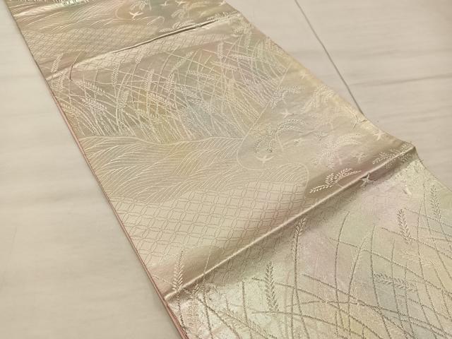 平和屋着物◎六通柄袋帯 花鳥文 銀糸 正絹 逸品 BAAX4411mz