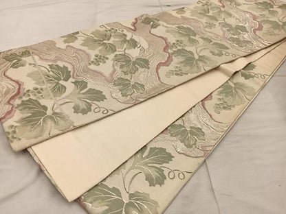 平和屋着物◎六通柄袋帯　草葉文　正絹　逸品　BAAX4421mz
