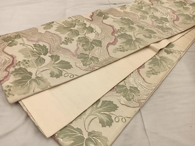 平和屋着物◎六通柄袋帯　草葉文　正絹　逸品　BAAX4421mz