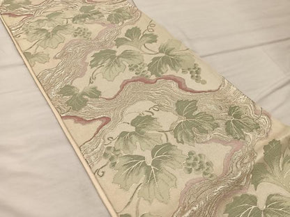 平和屋着物◎六通柄袋帯　草葉文　正絹　逸品　BAAX4421mz