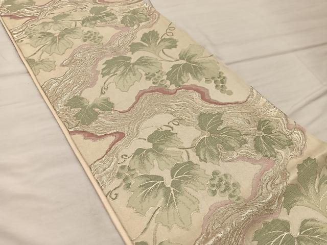 平和屋着物◎六通柄袋帯　草葉文　正絹　逸品　BAAX4421mz