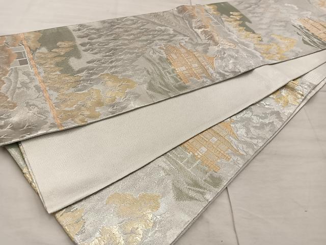 平和屋着物◎佐賀錦 六通柄袋帯 金閣寺 金銀糸 正絹 逸品 BAAX4424mz