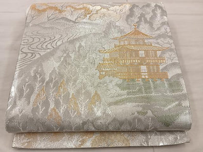 平和屋着物◎佐賀錦 六通柄袋帯 金閣寺 金銀糸 正絹 逸品 BAAX4424mz