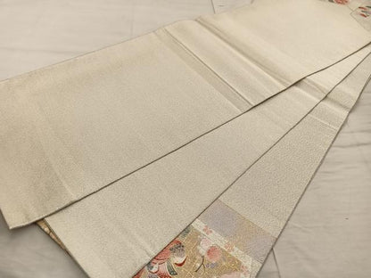 平和屋着物◎太鼓柄袋帯 綴れ 亀甲花鳥文 金銀彩 正絹 逸品 BAAX4438mz
