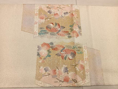 平和屋着物◎太鼓柄袋帯 綴れ 亀甲花鳥文 金銀彩 正絹 逸品 BAAX4438mz