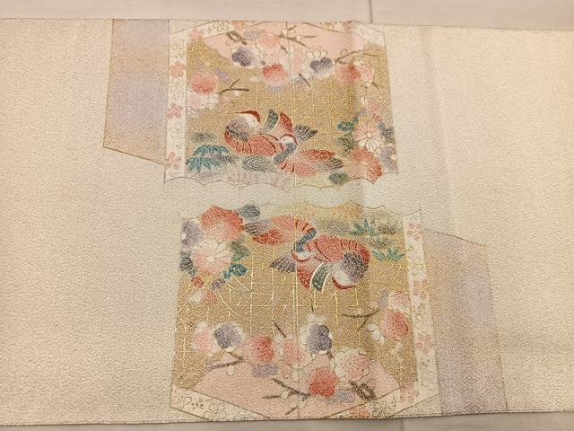 平和屋着物◎太鼓柄袋帯 綴れ 亀甲花鳥文 金銀彩 正絹 逸品 BAAX4438mz