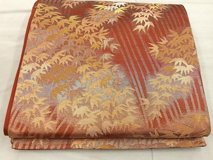 平和屋着物◎六通柄 京袋帯 笹竹文 金糸 正絹 逸品 BAAX4446mz
