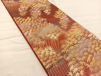 平和屋着物◎六通柄 京袋帯 笹竹文 金糸 正絹 逸品 BAAX4446mz