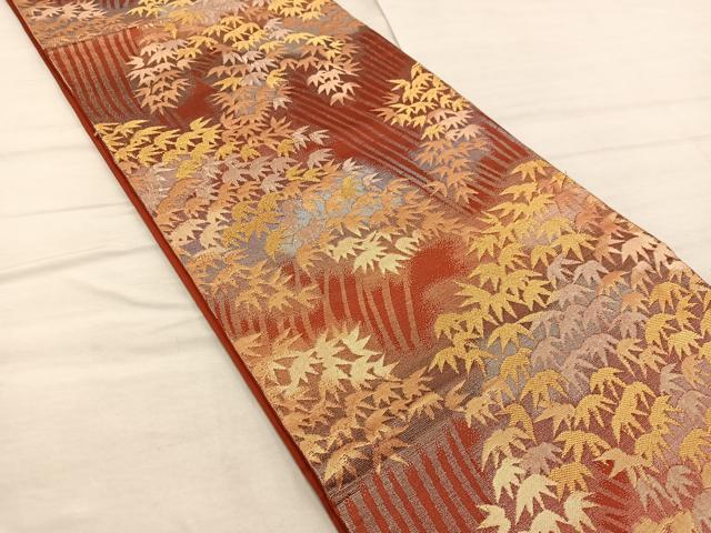 平和屋着物◎六通柄 京袋帯 笹竹文 金糸 正絹 逸品 BAAX4446mz