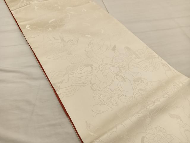 平和屋着物◎両面　　全通柄袋帯　平安人物文　金糸　正絹　逸品　BAAX4452mz
