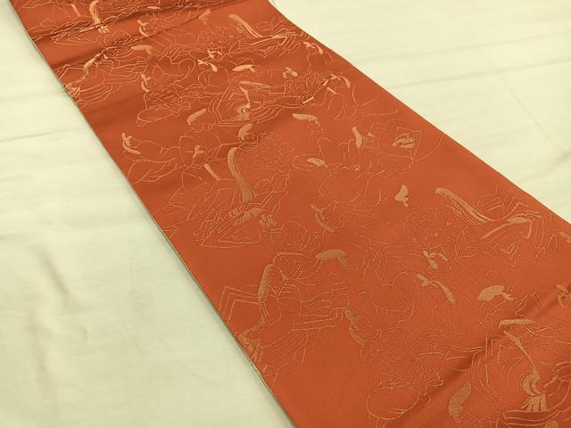 平和屋着物◎両面　　全通柄袋帯　平安人物文　金糸　正絹　逸品　BAAX4452mz