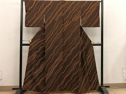 平和屋着物■上質な小紋　流水文　地紋起こし　大丸扱い　正絹　逸品　BAAX4459mz