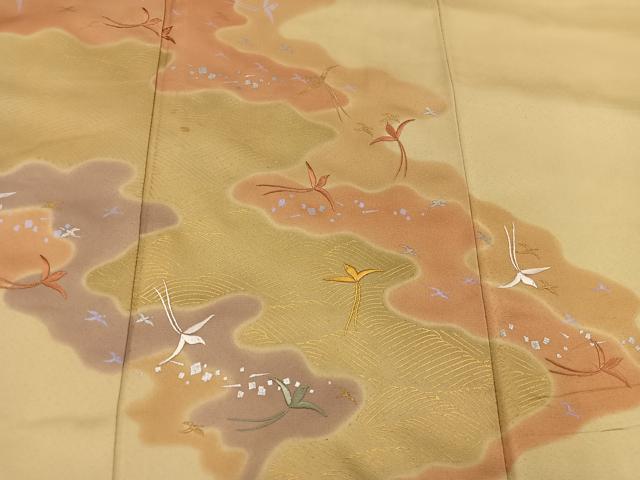 平和屋着物■訪問着 刺繍 流水花文 暈し染め 金銀彩 正絹 逸品 BAAX4460mz