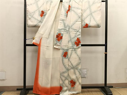 平和屋着物■上質な小紋 手描き 草花文 正絹 逸品 BAAX4462mz