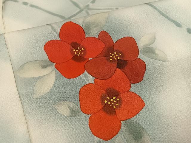 平和屋着物■上質な小紋 手描き 草花文 正絹 逸品 BAAX4462mz