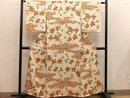 平和屋着物■上質な小紋 椿花文 正絹 逸品 BAAX4464mz