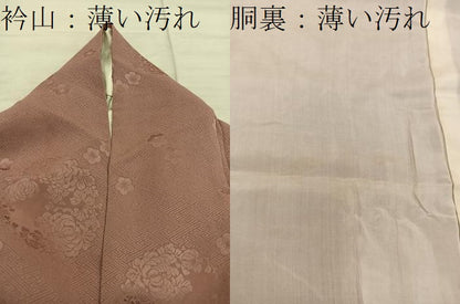 平和屋着物■上質な色無地 牡丹花地紋 赭色 正絹 逸品 BAAX4465mz